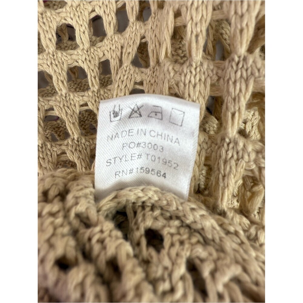 Bluivy sweater Open-Weave Tan Crochet Sweater - Lightweight Layering Pullover - Picture 9 of 10